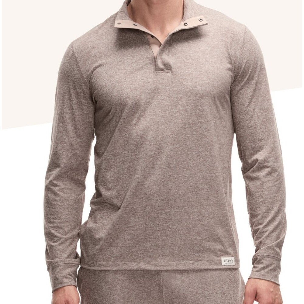 Peloton Dreamblend Snap Placket Pullover Loungewear Taupe Grey Men's Size Medium